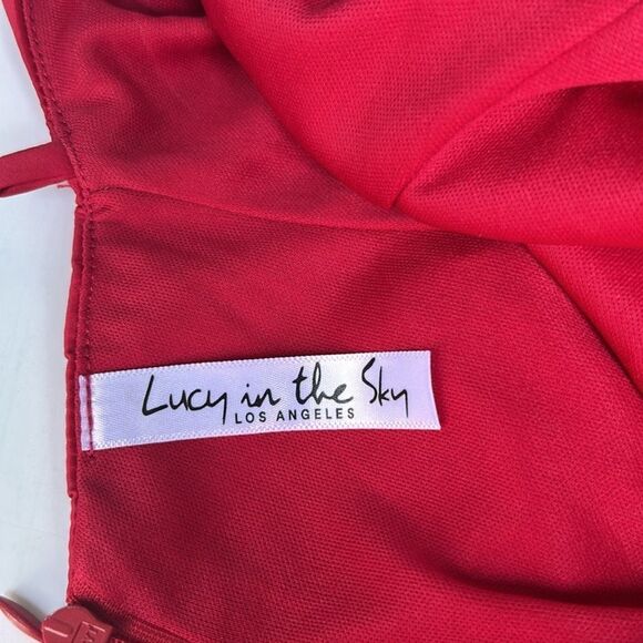 NWOT Lucy in the Sky Red Draped A-Line Dress Sz L - Picture 9 of 11
